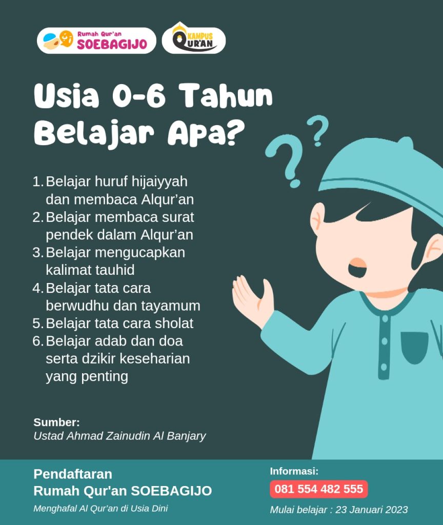 Usia 0 sd 6 Tahun, Belajar Apa